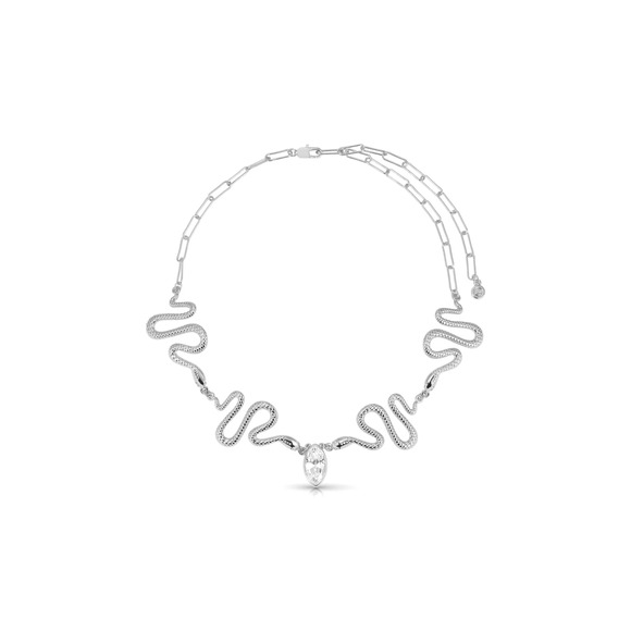 NWT Ettika Serpentina Choker Necklace Clear Crystal with Silver Plating - Picture 1 of 8